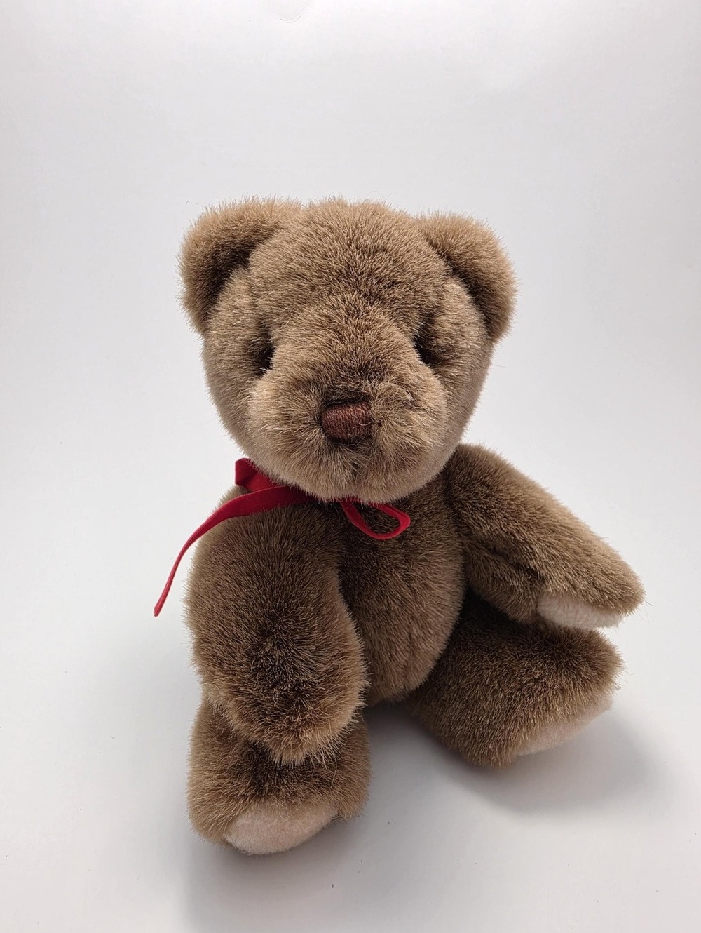 Gund Vintage Dark Brown Teddy Bear 1987 Vintage Rare Collectible, Red Bow!